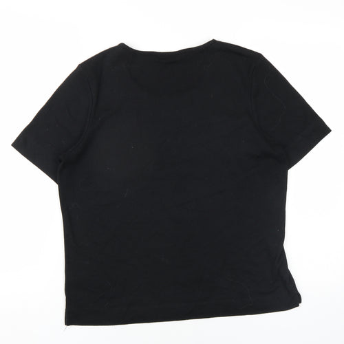 TIGI Womens Black Polyester Basic T-Shirt Size 14 Round Neck