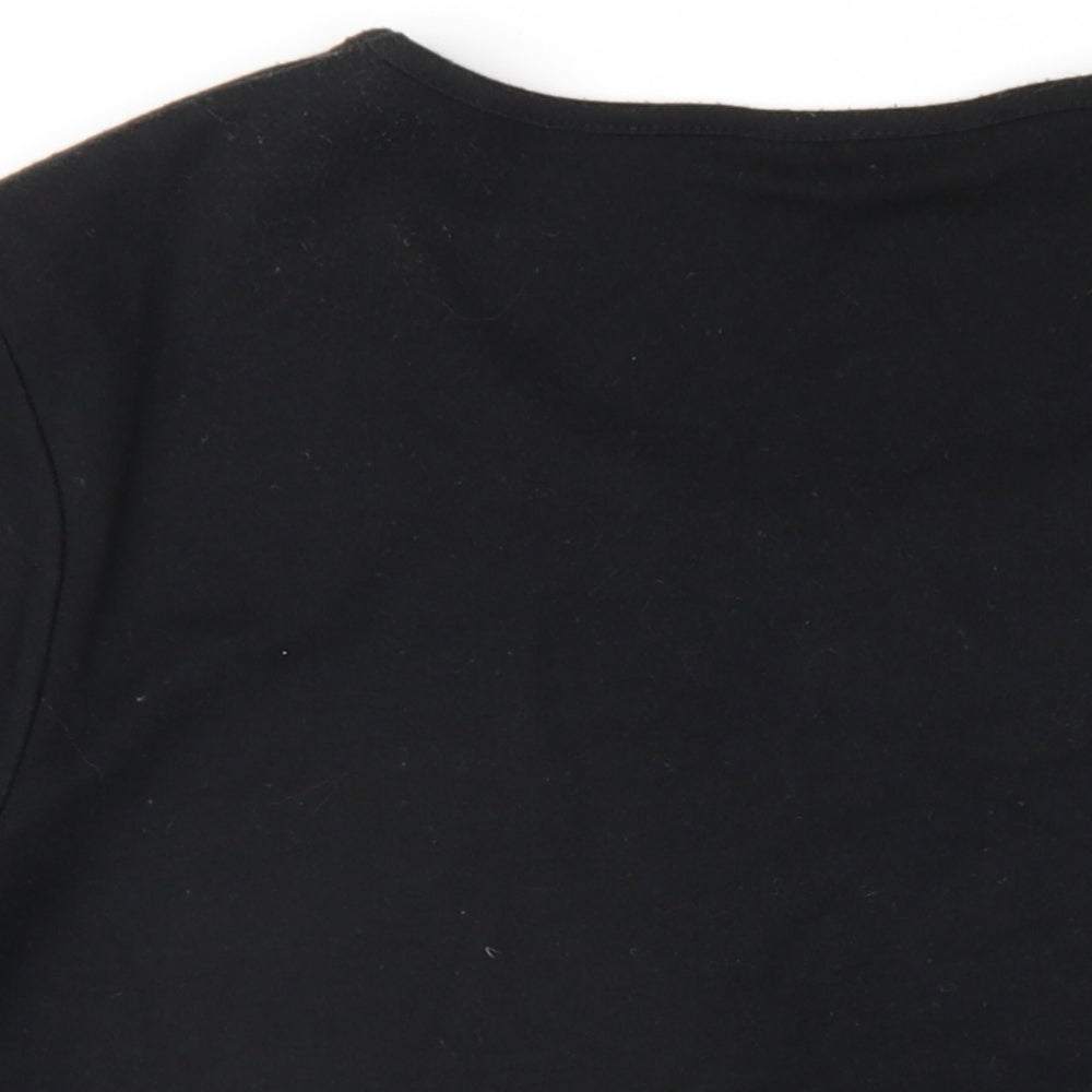 TIGI Womens Black Polyester Basic T-Shirt Size 14 Round Neck