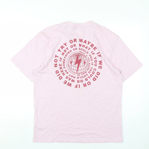 ONLY & SONS Mens Pink Cotton T-Shirt Size M Round Neck