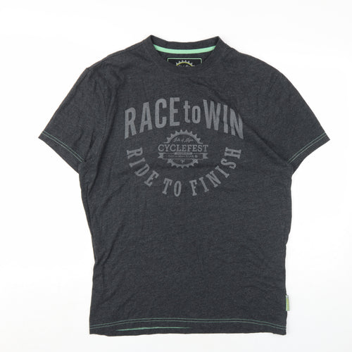 Cyclefest Mens Grey Cotton T-Shirt Size L Round Neck - Isle of Man Cyclefest