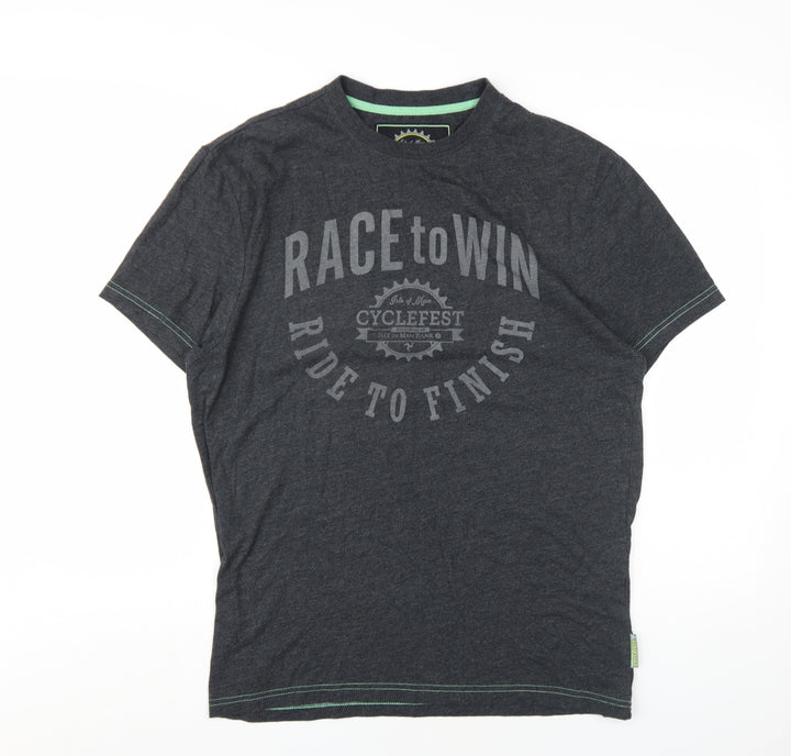 Cyclefest Mens Grey Cotton T-Shirt Size L Round Neck - Isle of Man Cyclefest