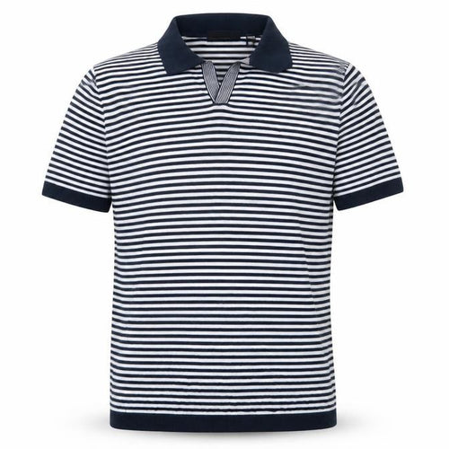Country Road Mens Blue Striped Cotton Polo Size L Collared Pullover