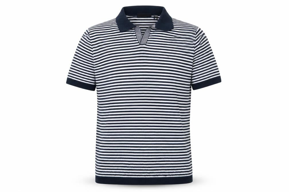 Country Road Mens Blue Striped Cotton Polo Size L Collared Pullover