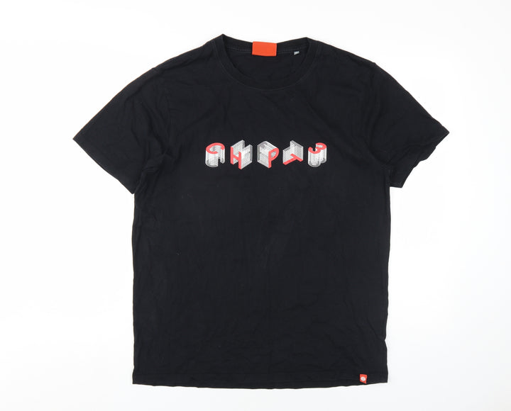 CHPT3 Mens Black Cotton T-Shirt Size L Round Neck
