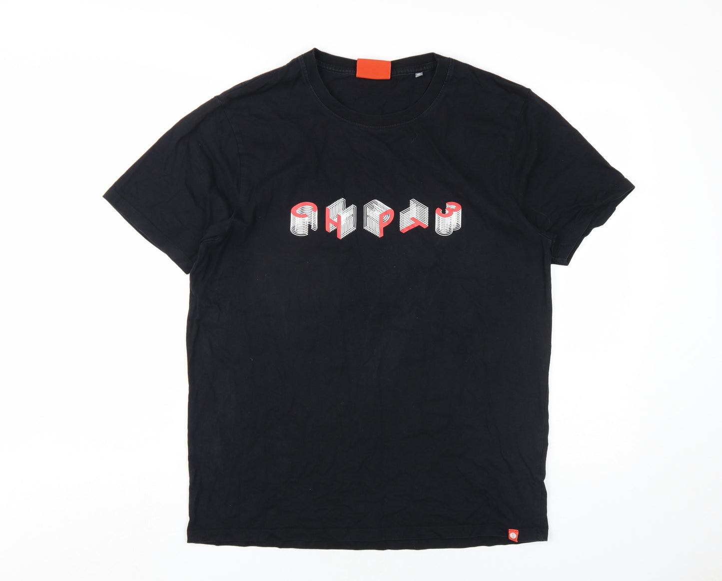 CHPT3 Mens Black Cotton T-Shirt Size L Round Neck