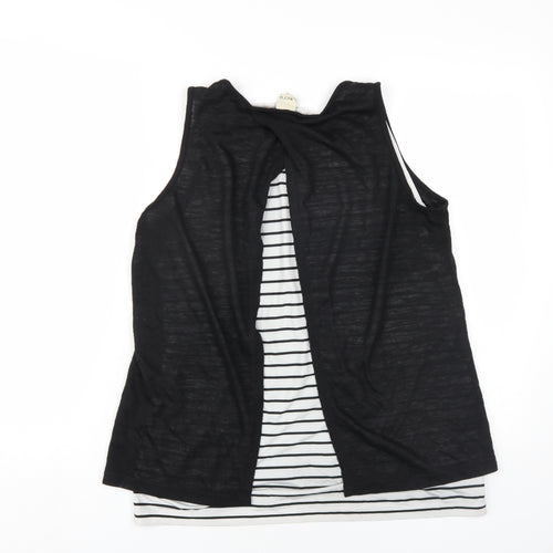 ecru Womens Black Striped Polyester Basic Tank Size L Round Neck