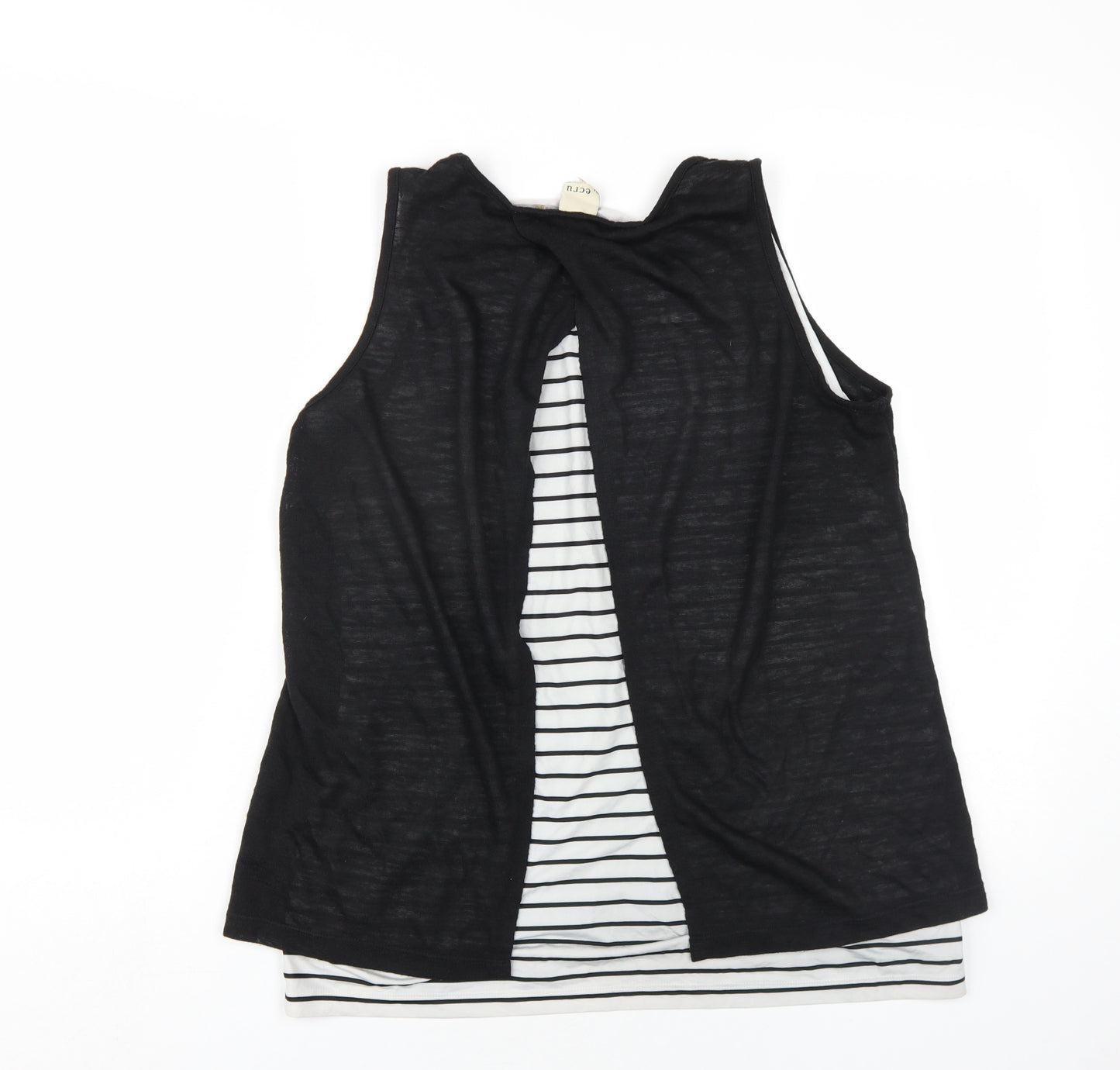 ecru Womens Black Striped Polyester Basic Tank Size L Round Neck