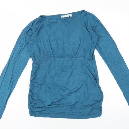 JoJo Maman Bébé Womens Blue Viscose Basic T-Shirt Size S Round Neck
