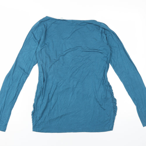 JoJo Maman Bébé Womens Blue Viscose Basic T-Shirt Size S Round Neck