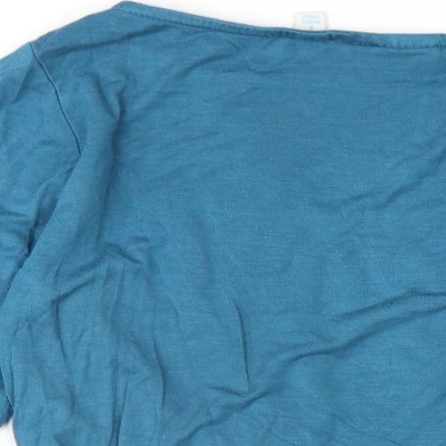 JoJo Maman Bébé Womens Blue Viscose Basic T-Shirt Size S Round Neck