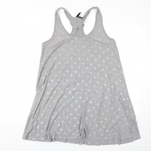 Cynthis Rowley Womens Grey Geometric Cotton Tank Dress Size M Scoop Neck Pullover