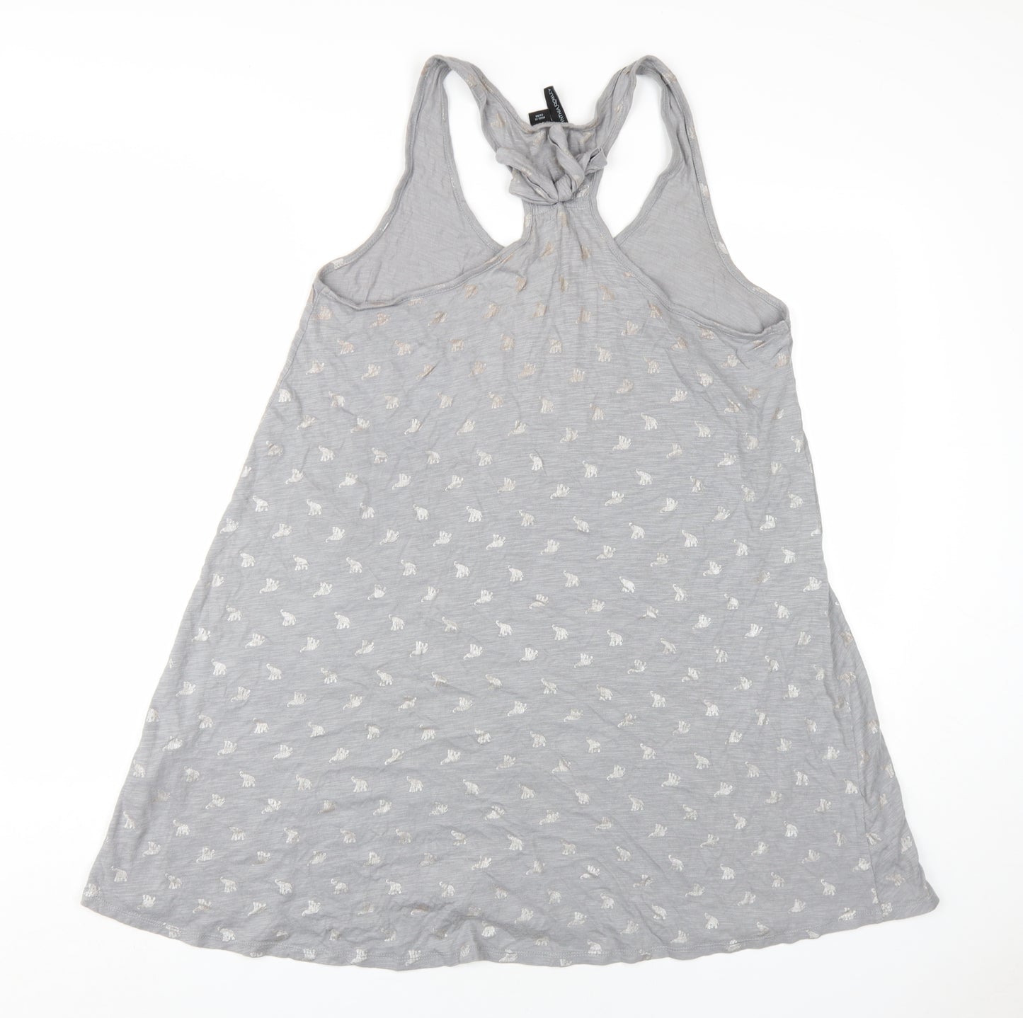 Cynthis Rowley Womens Grey Geometric Cotton Tank Dress Size M Scoop Neck Pullover