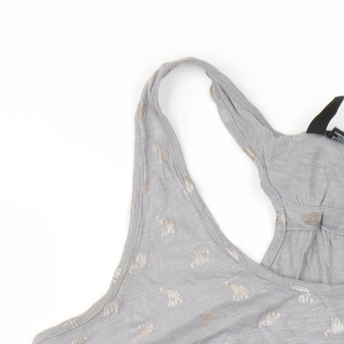 Cynthis Rowley Womens Grey Geometric Cotton Tank Dress Size M Scoop Neck Pullover