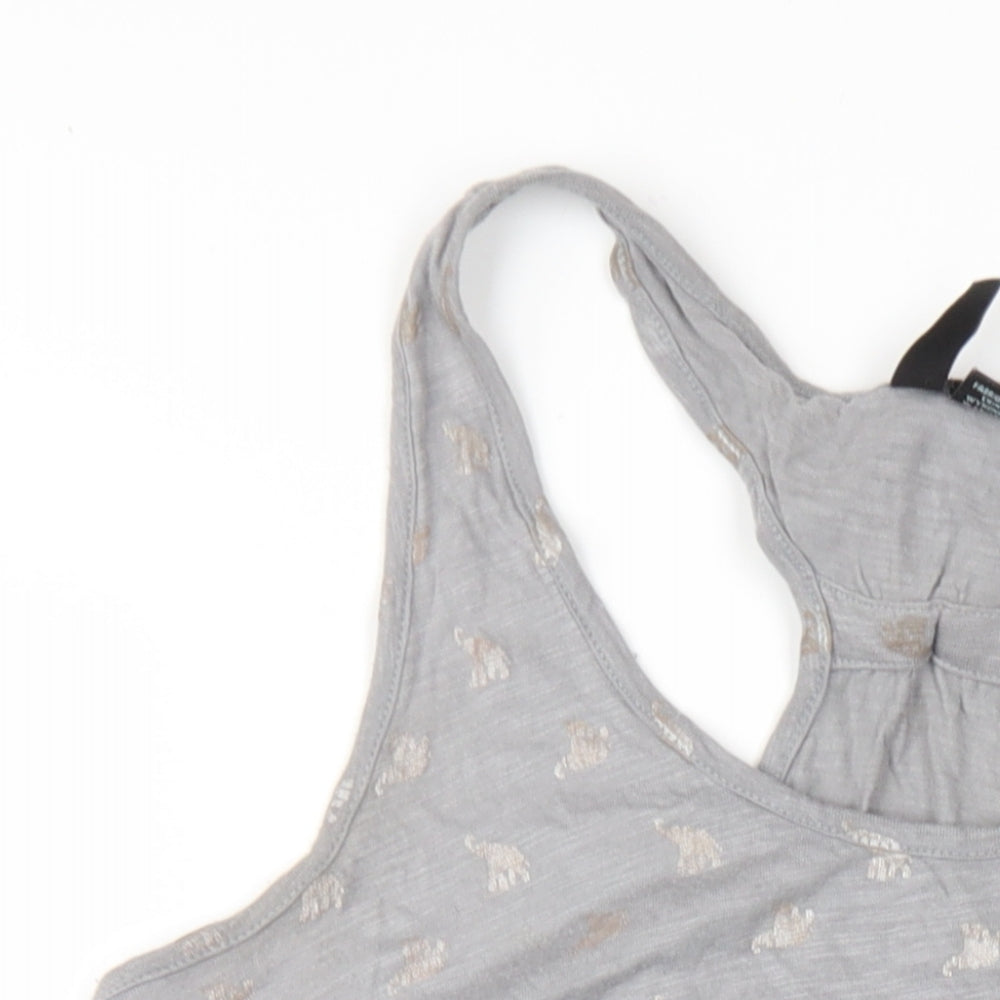 Cynthis Rowley Womens Grey Geometric Cotton Tank Dress Size M Scoop Neck Pullover