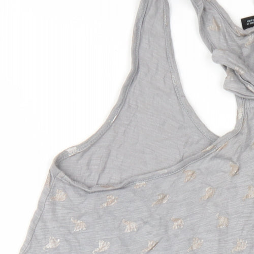 Cynthis Rowley Womens Grey Geometric Cotton Tank Dress Size M Scoop Neck Pullover