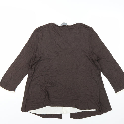 Per Una Womens Brown Cotton Basic T-Shirt Size 16 V-Neck