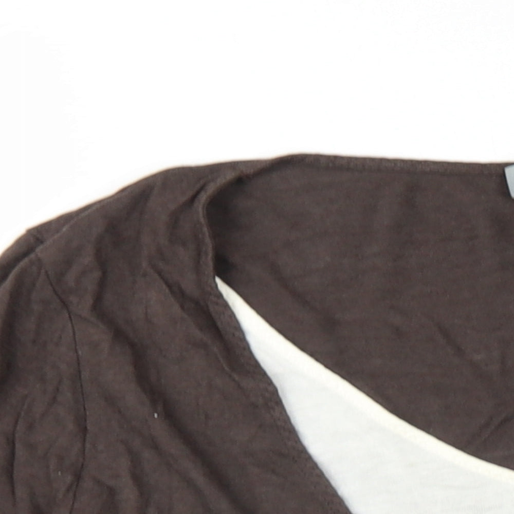 Per Una Womens Brown Cotton Basic T-Shirt Size 16 V-Neck