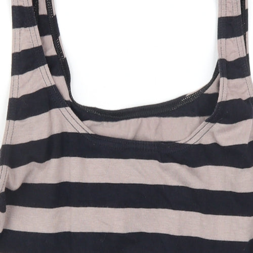 Rodeo Womens Black Striped Cotton Bodysuit One-Piece Size 14 Pullover