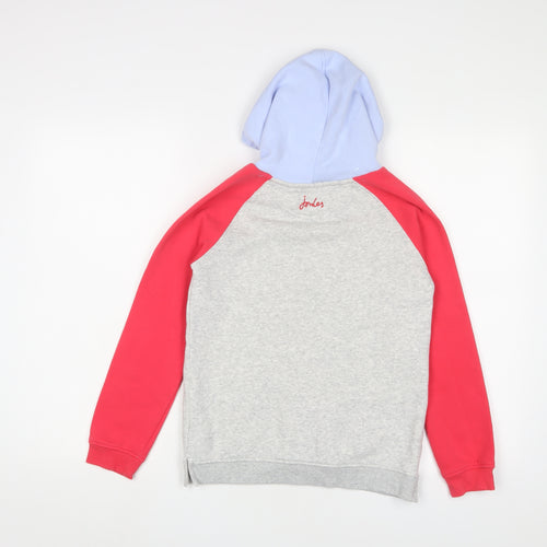 Joules Girls Multicoloured Geometric Cotton Pullover Hoodie Size 9-10 Years Pullover - Stars, Embroidered