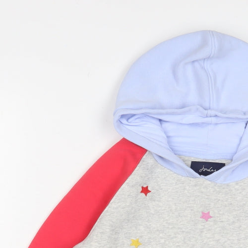 Joules Girls Multicoloured Geometric Cotton Pullover Hoodie Size 9-10 Years Pullover - Stars, Embroidered