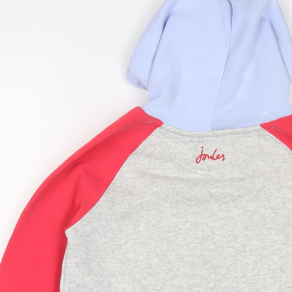 Joules Girls Multicoloured Geometric Cotton Pullover Hoodie Size 9-10 Years Pullover - Stars, Embroidered