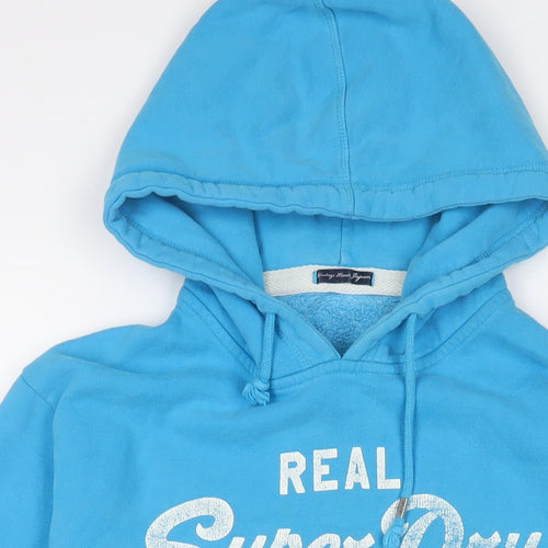 Superdry Mens Blue Cotton Pullover Hoodie Size M - Logo