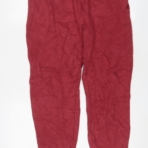 Sweaty Betty Womens Red Cotton Jogger Trousers Size M L26 in Regular Drawstring