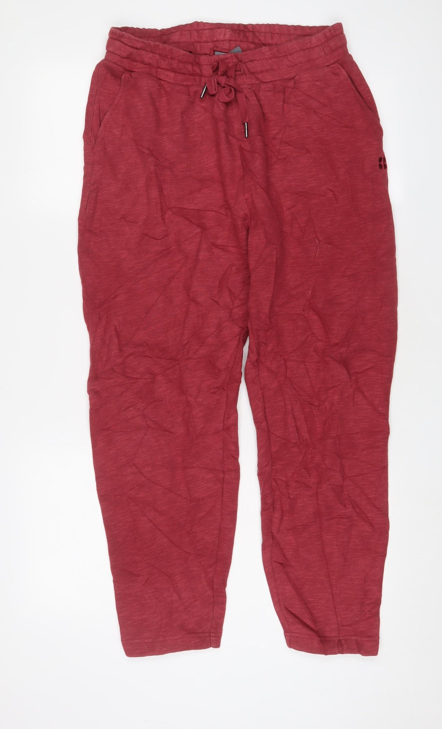 Sweaty Betty Womens Red Cotton Jogger Trousers Size M L26 in Regular Drawstring