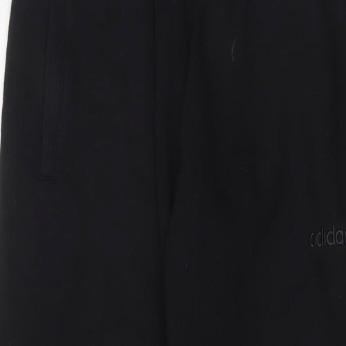 adidas Mens Black Cotton Jogger Trousers Size M L30 in Regular Drawstring - Logo, Embroidered