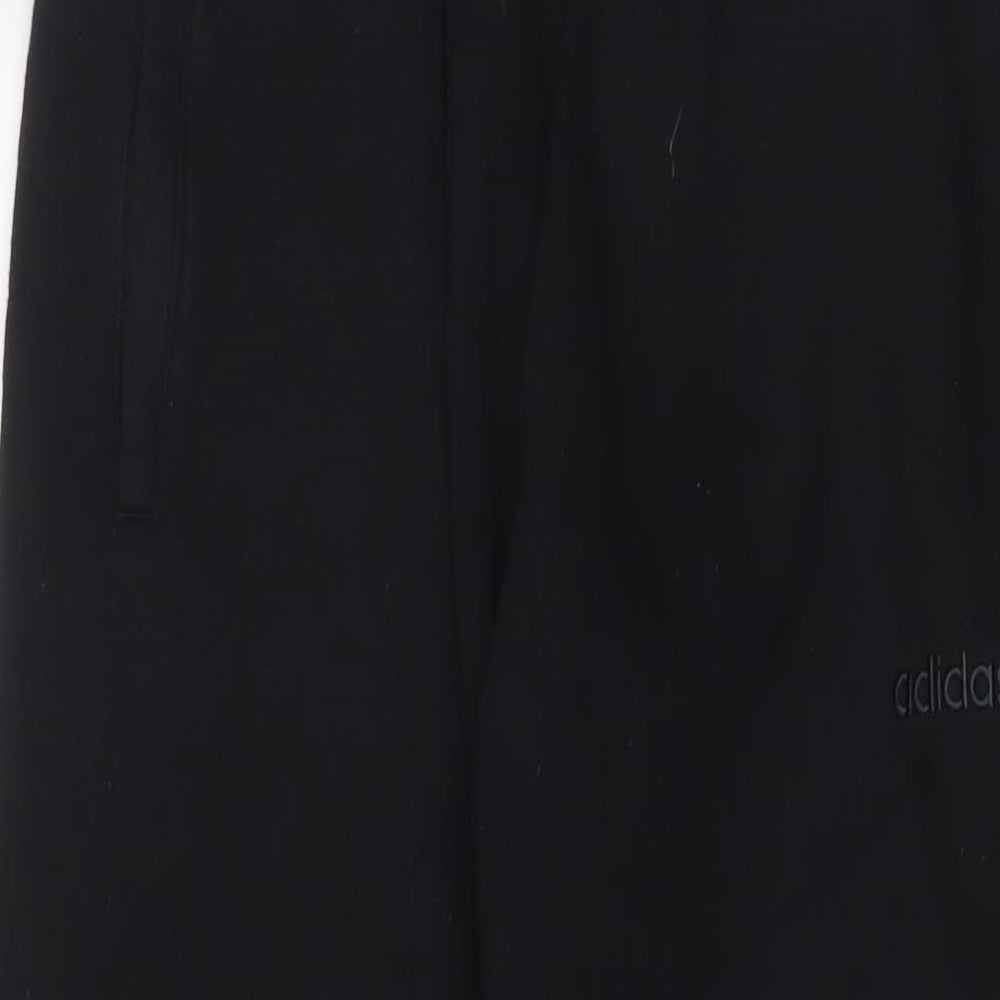 adidas Mens Black Cotton Jogger Trousers Size M L30 in Regular Drawstring - Logo, Embroidered