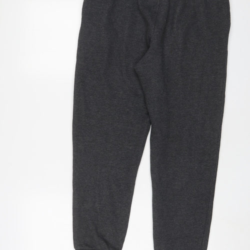 LA Gear Womens Grey Cotton Jogger Trousers Size 12 L27 in Regular Drawstring - Logo, Embroidered