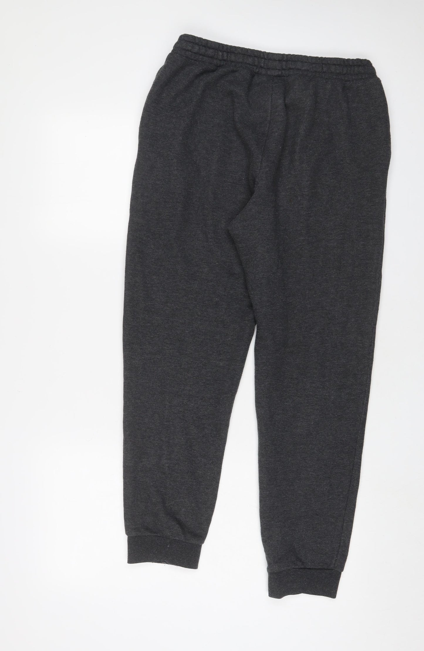 LA Gear Womens Grey Cotton Jogger Trousers Size 12 L27 in Regular Drawstring - Logo, Embroidered