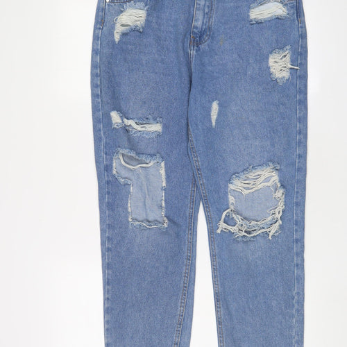 M-17 Womens Blue Cotton Straight Jeans Size 14 L29 in Regular Zip