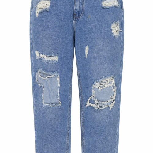 M-17 Womens Blue Cotton Straight Jeans Size 14 L29 in Regular Zip