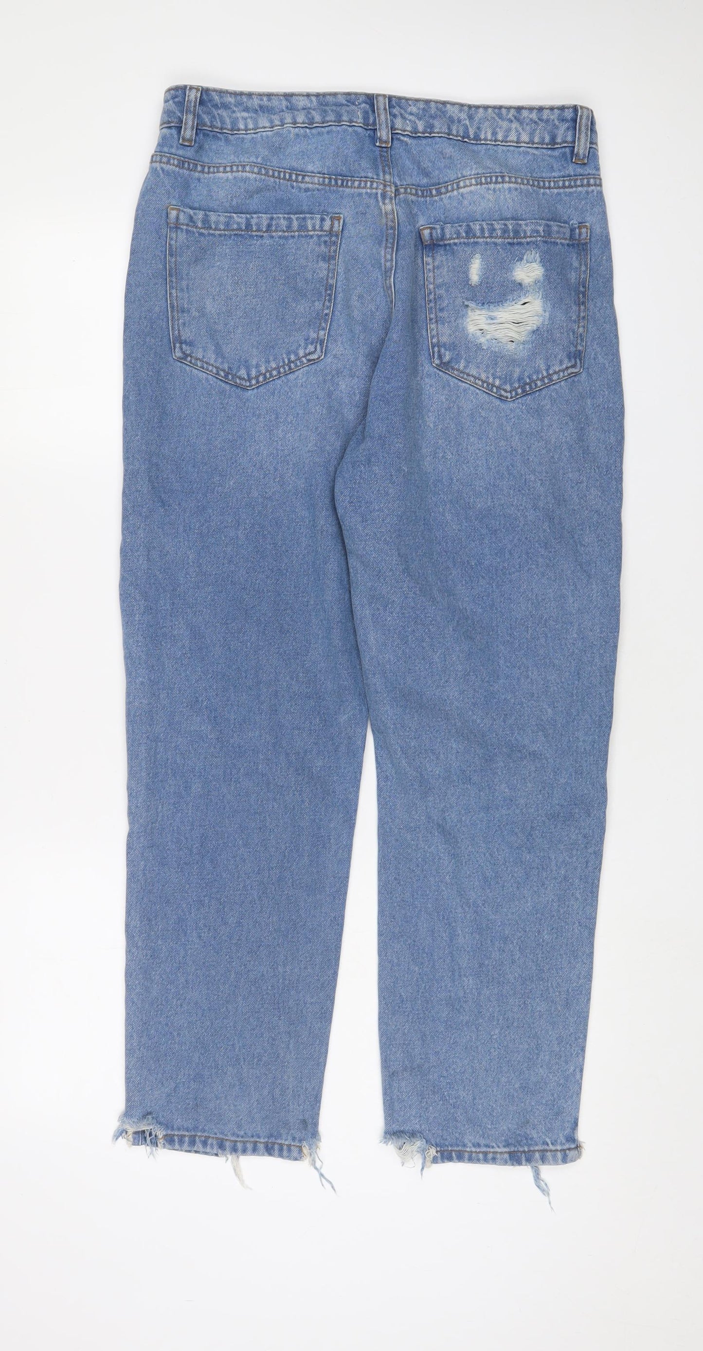 M-17 Womens Blue Cotton Straight Jeans Size 14 L29 in Regular Zip