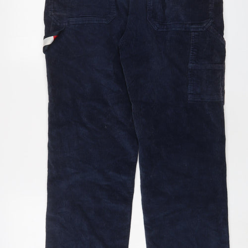 Tommy Hilfiger Mens Blue Cotton Trousers Size 32 in L32 in Regular Zip - Logo, Embroidered