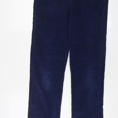 nice things Womens Blue Cotton Trousers Size 12 L30 in Regular Zip