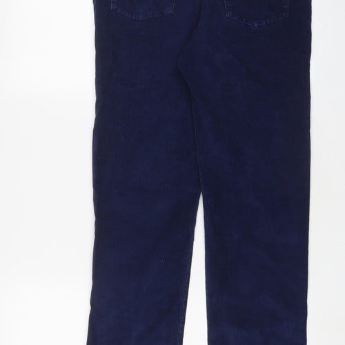 nice things Womens Blue Cotton Trousers Size 12 L30 in Regular Zip