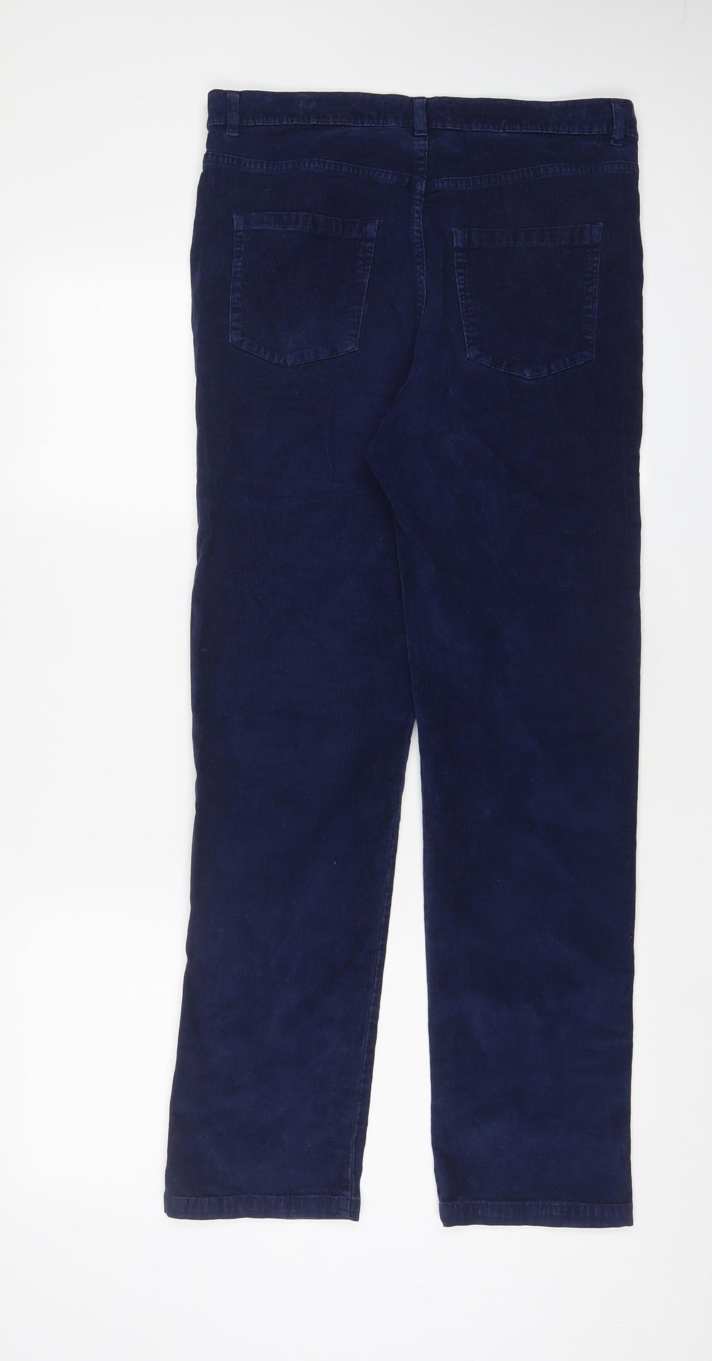 nice things Womens Blue Cotton Trousers Size 12 L30 in Regular Zip