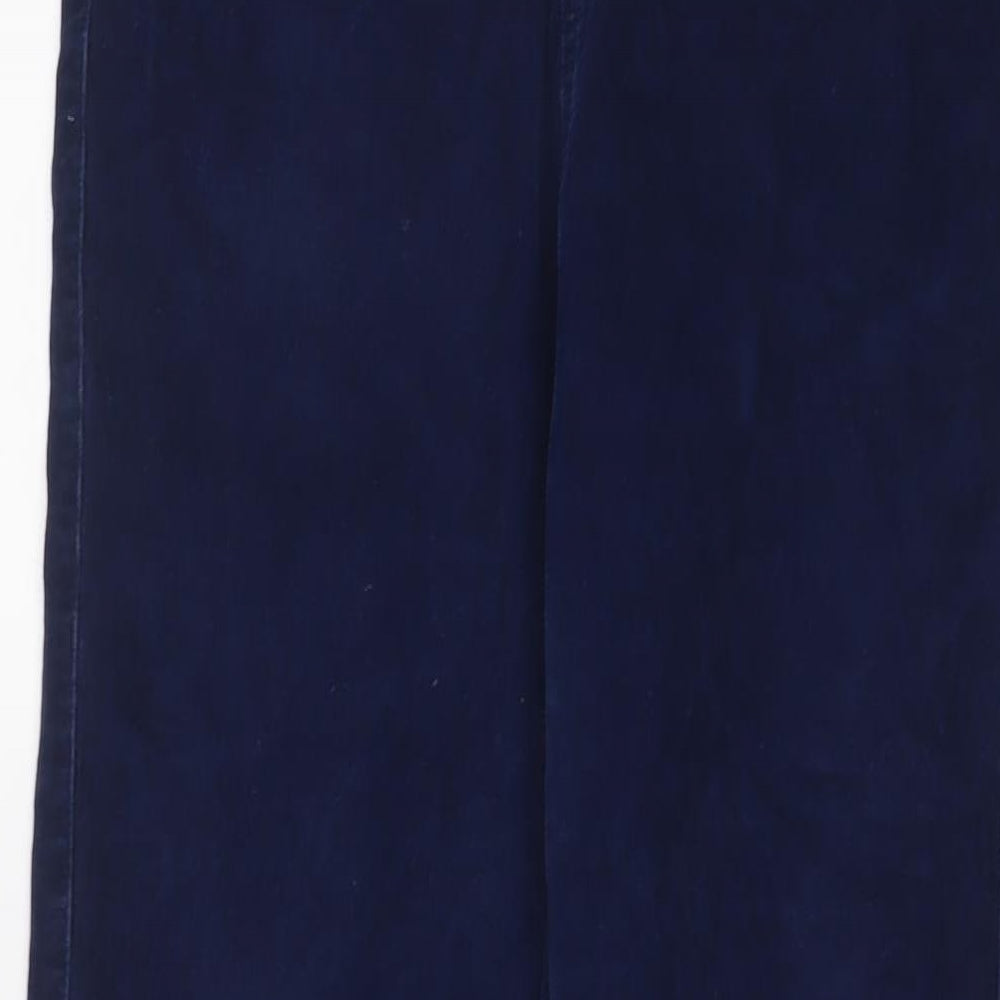 nice things Womens Blue Cotton Trousers Size 12 L30 in Regular Zip