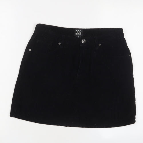 BDG Womens Black Cotton A-Line Skirt Size M Zip