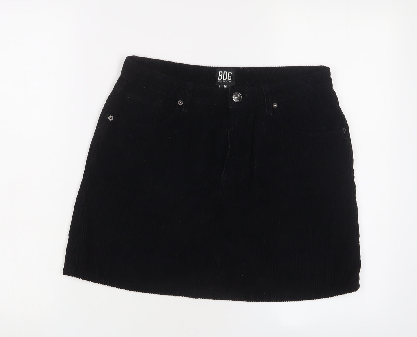 BDG Womens Black Cotton A-Line Skirt Size M Zip