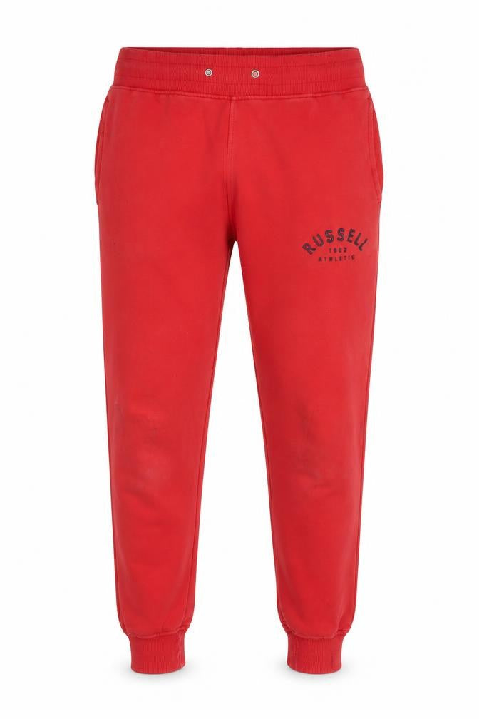 Russell Athletic Mens Red Cotton Jogger Trousers Size S L30 in Regular Drawstring - Logo