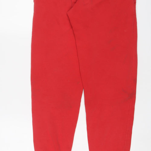 Russell Athletic Mens Red Cotton Jogger Trousers Size S L30 in Regular Drawstring - Logo