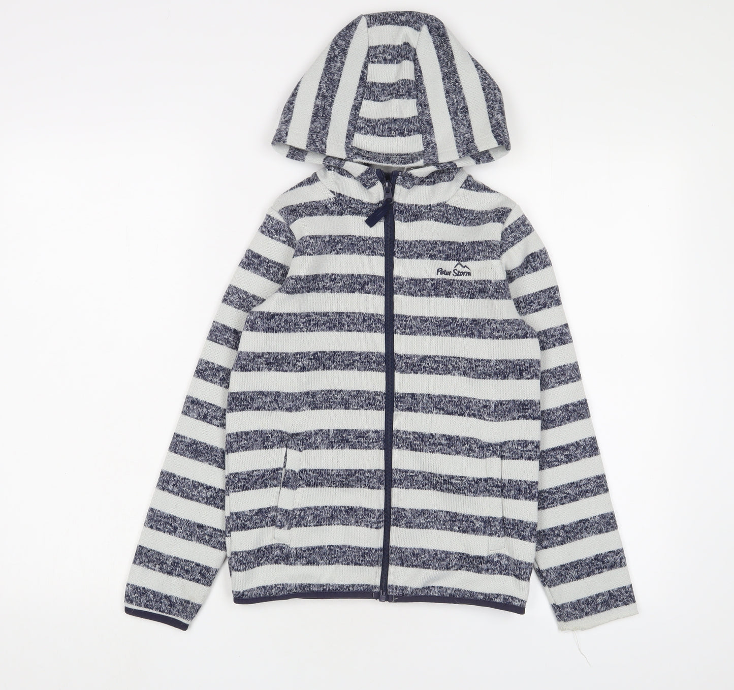 Peter Storm Boys Blue Striped Jacket Size 9-10 Years Zip - Logo, Embroidered