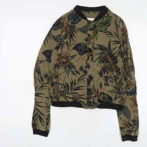 Ralph Lauren Womens Green Floral Jacket Size S Zip