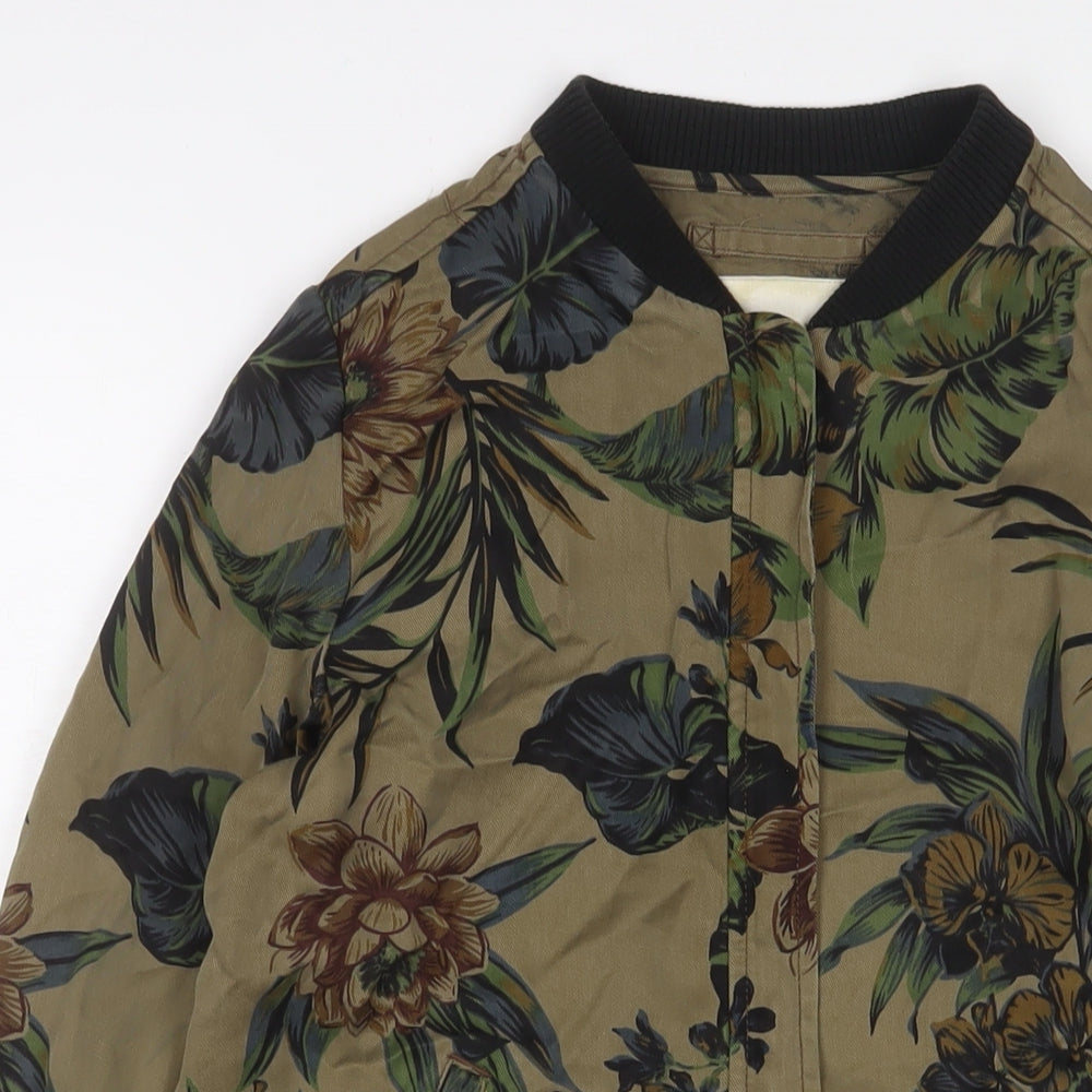 Ralph Lauren Womens Green Floral Jacket Size S Zip
