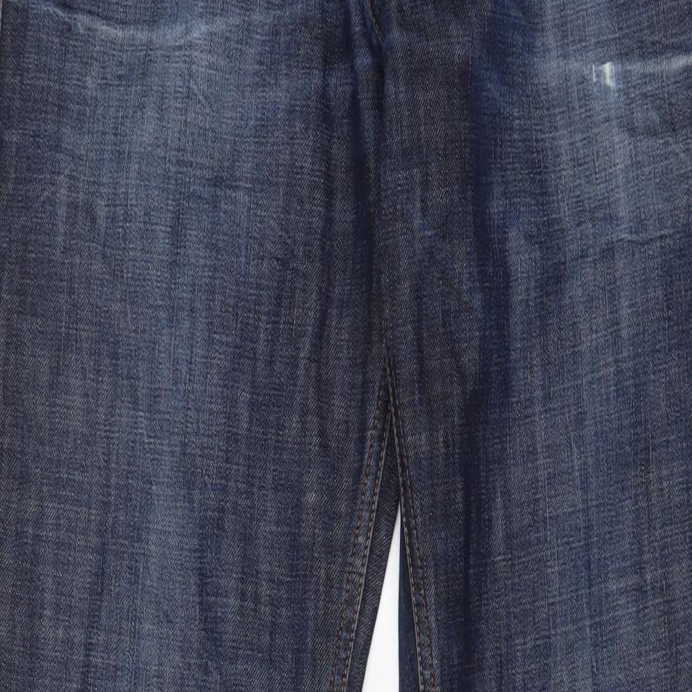 HUGO BOSS Mens Blue Cotton Straight Jeans Size 33 in L32 in Regular Button