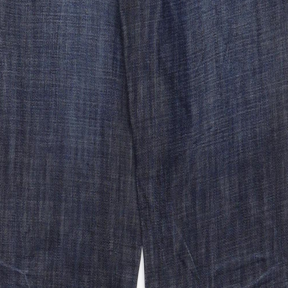 HUGO BOSS Mens Blue Cotton Straight Jeans Size 33 in L32 in Regular Button