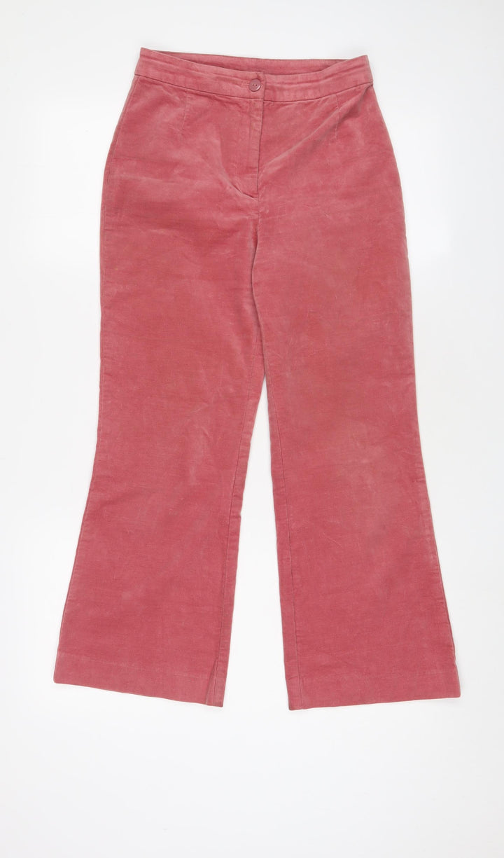 Monki Womens Pink Cotton Trousers Size 6 L24 in Regular Zip